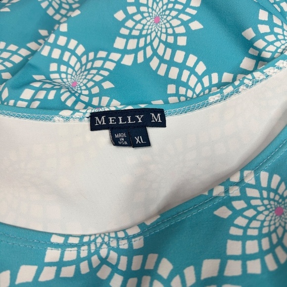 Melly M Dress Pretty Turquoise Pattern Long Sleeve Straight Cut Made in USA NWOT - Picture 10 of 12